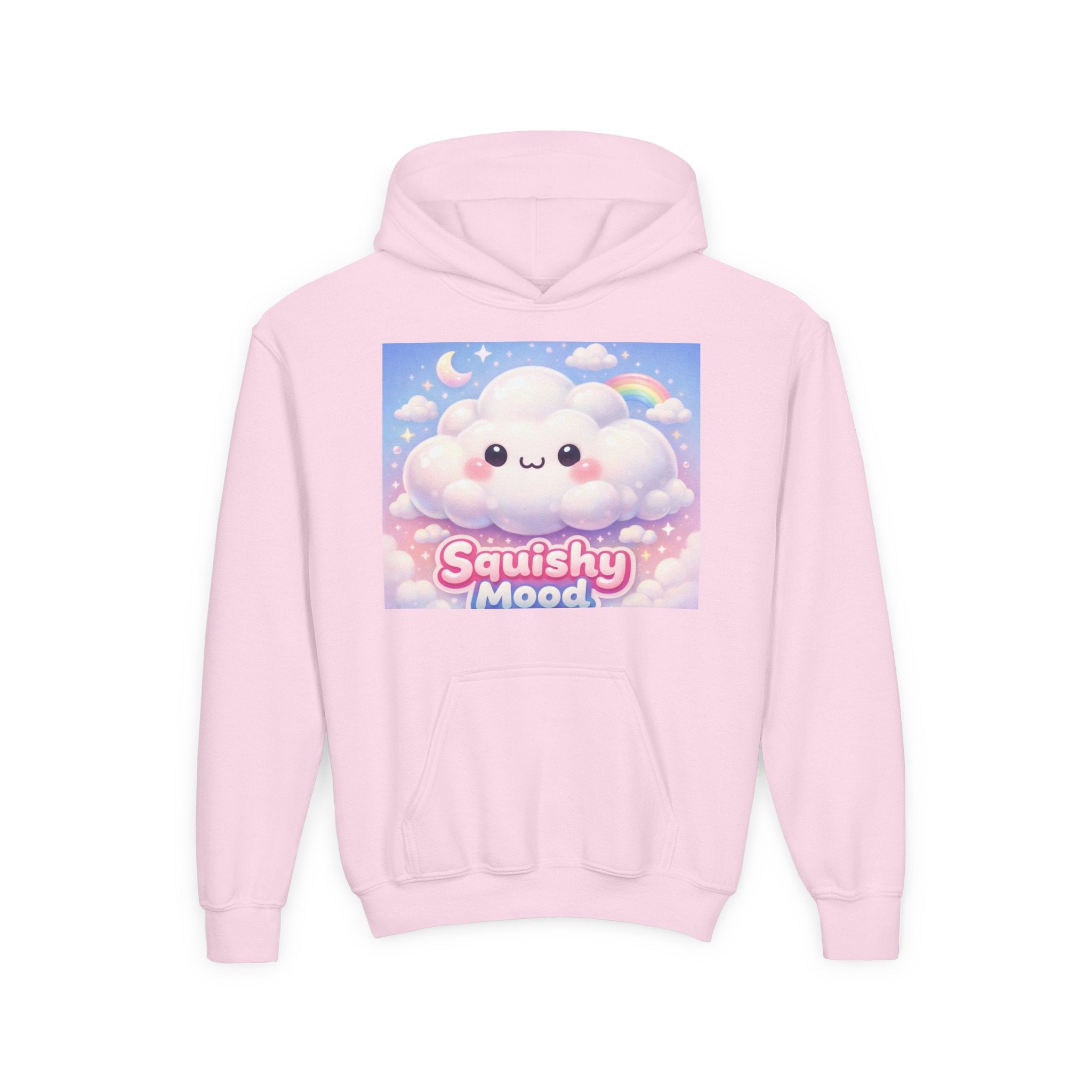 Kawaii 'Squishy Mood' Youth Hoodie – Cute Cloud Rainbow Sweatshirt