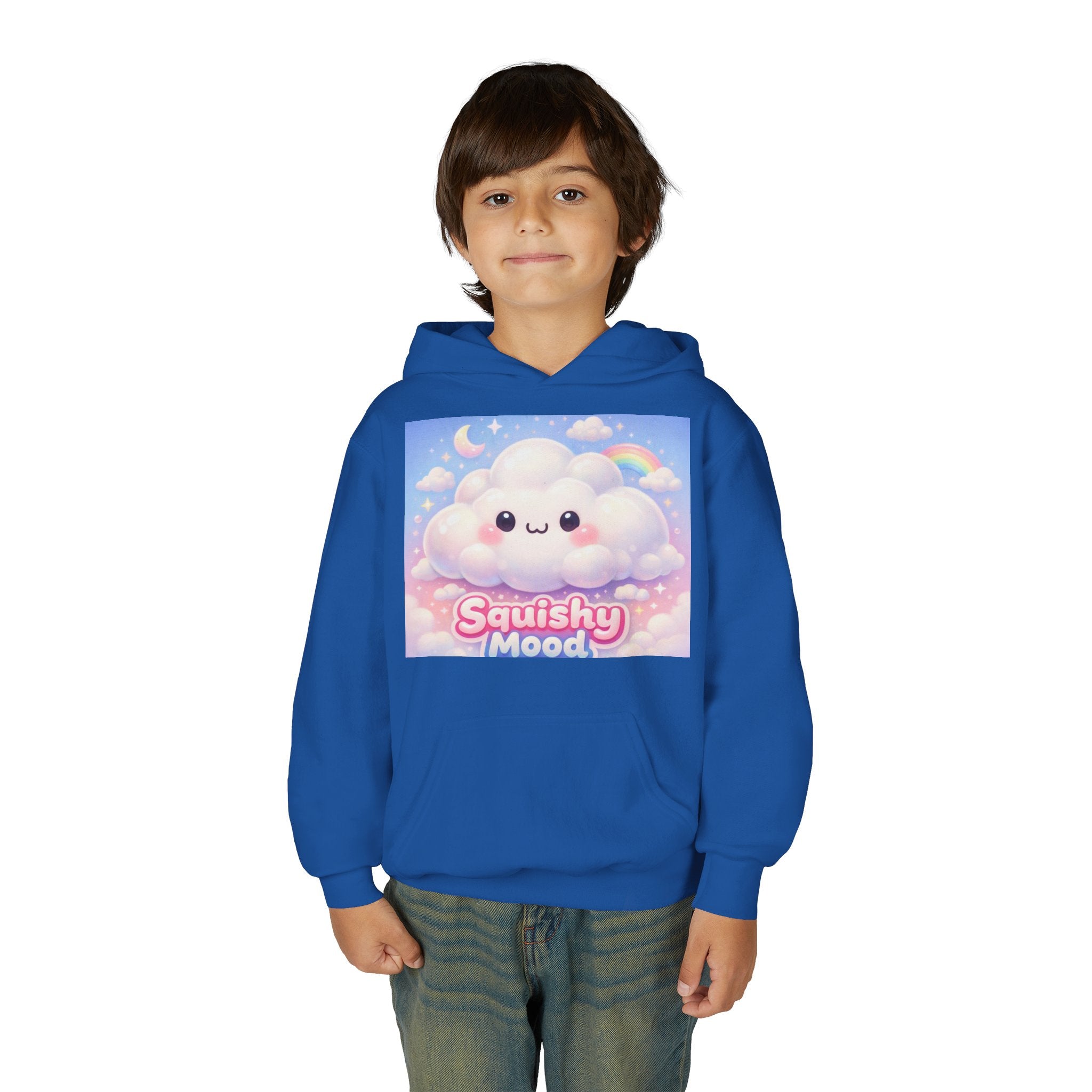 Kawaii 'Squishy Mood' Youth Hoodie – Cute Cloud Rainbow Sweatshirt