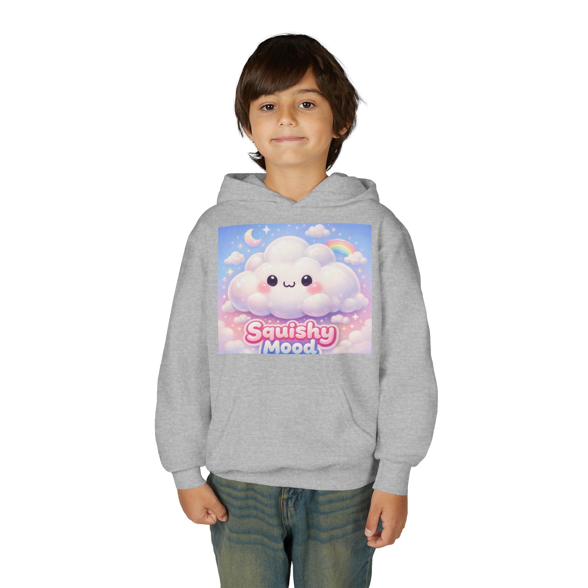 Kawaii 'Squishy Mood' Youth Hoodie – Cute Cloud Rainbow Sweatshirt