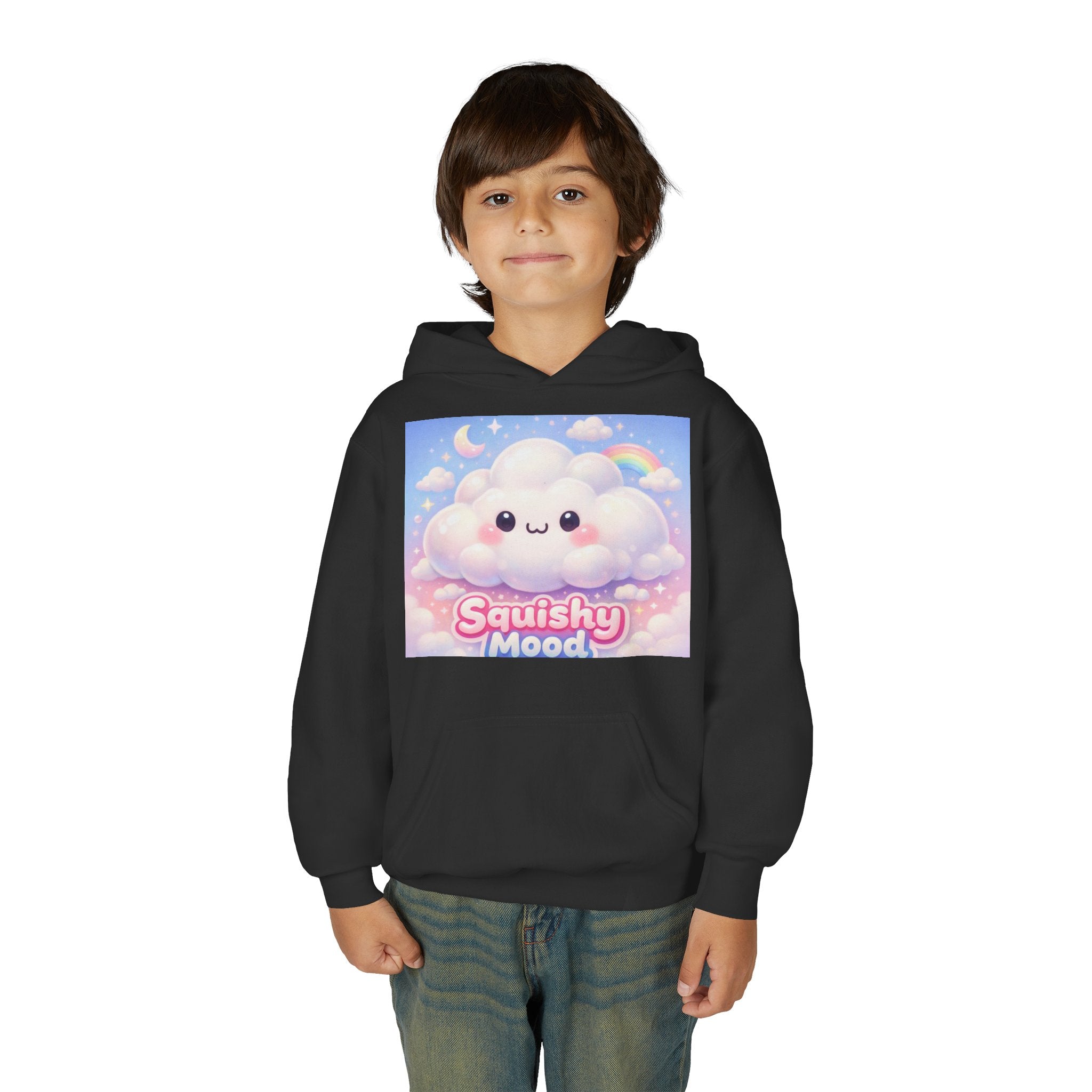 Kawaii 'Squishy Mood' Youth Hoodie – Cute Cloud Rainbow Sweatshirt