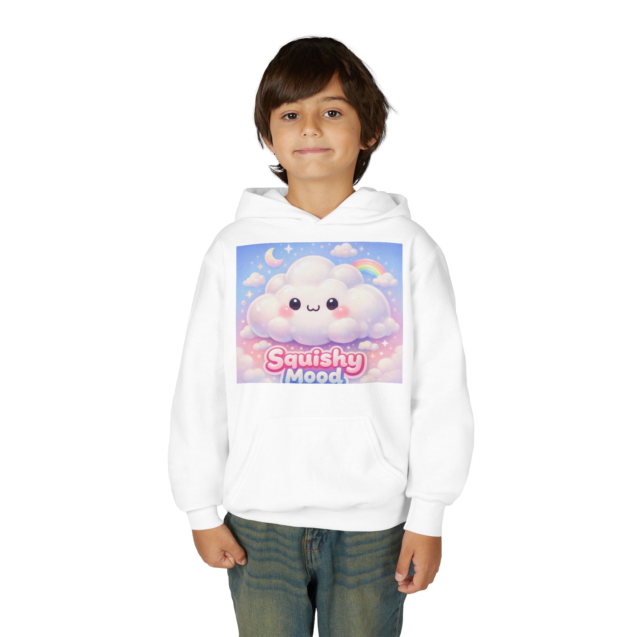 Kawaii 'Squishy Mood' Youth Hoodie – Cute Cloud Rainbow Sweatshirt