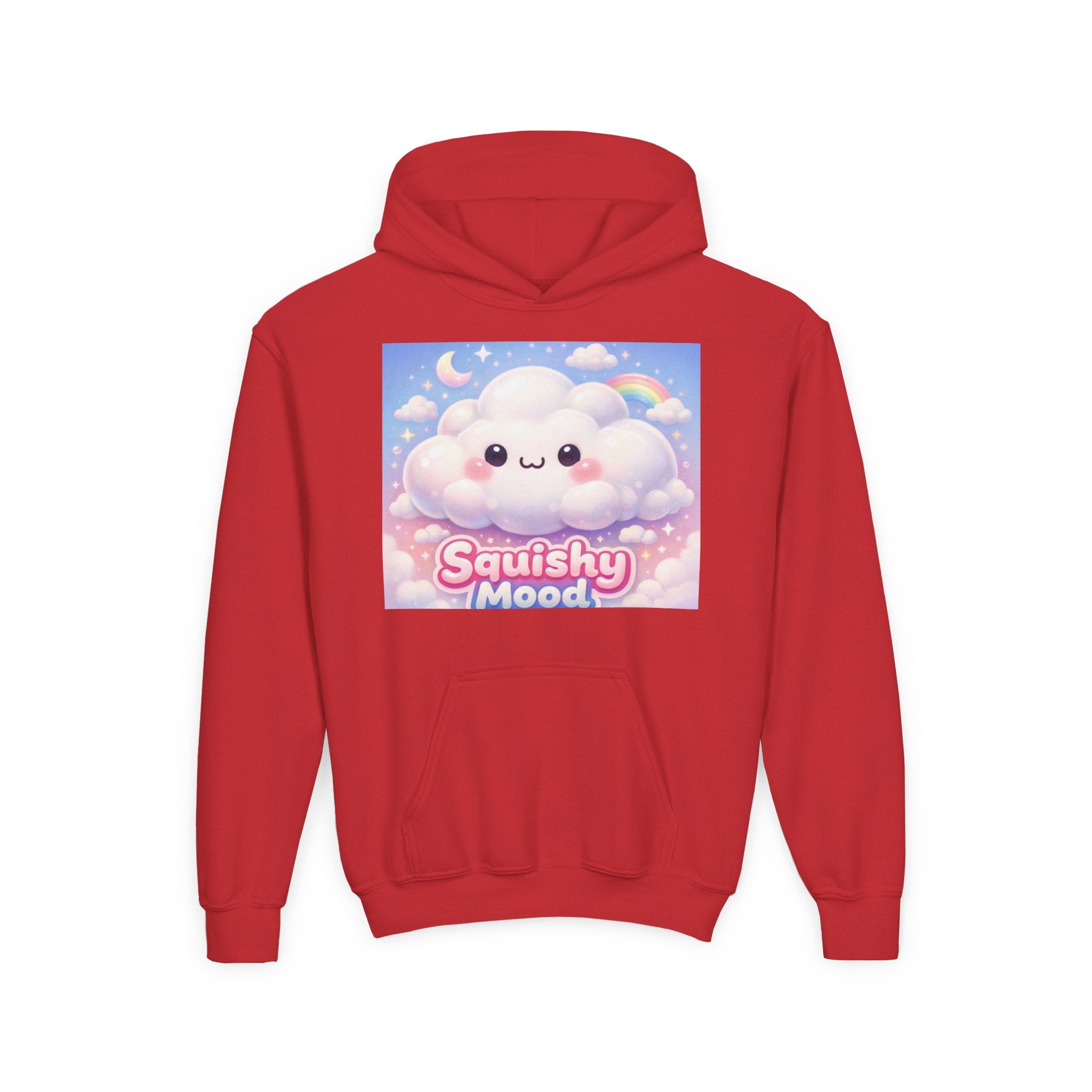 Kawaii 'Squishy Mood' Youth Hoodie – Cute Cloud Rainbow Sweatshirt