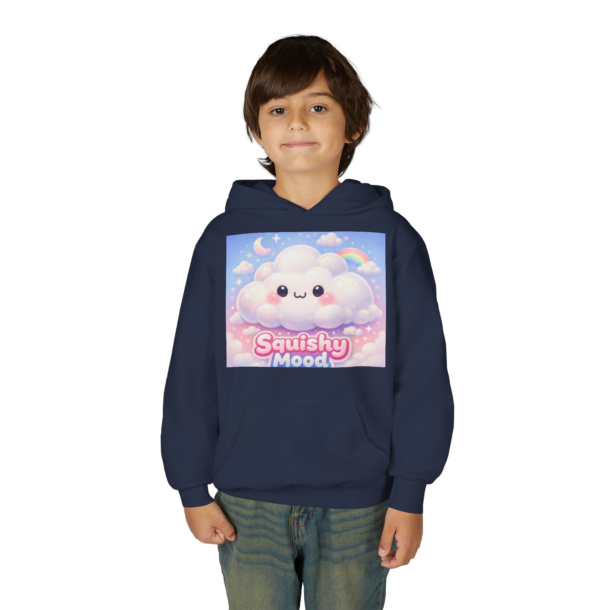 Kawaii 'Squishy Mood' Youth Hoodie – Cute Cloud Rainbow Sweatshirt
