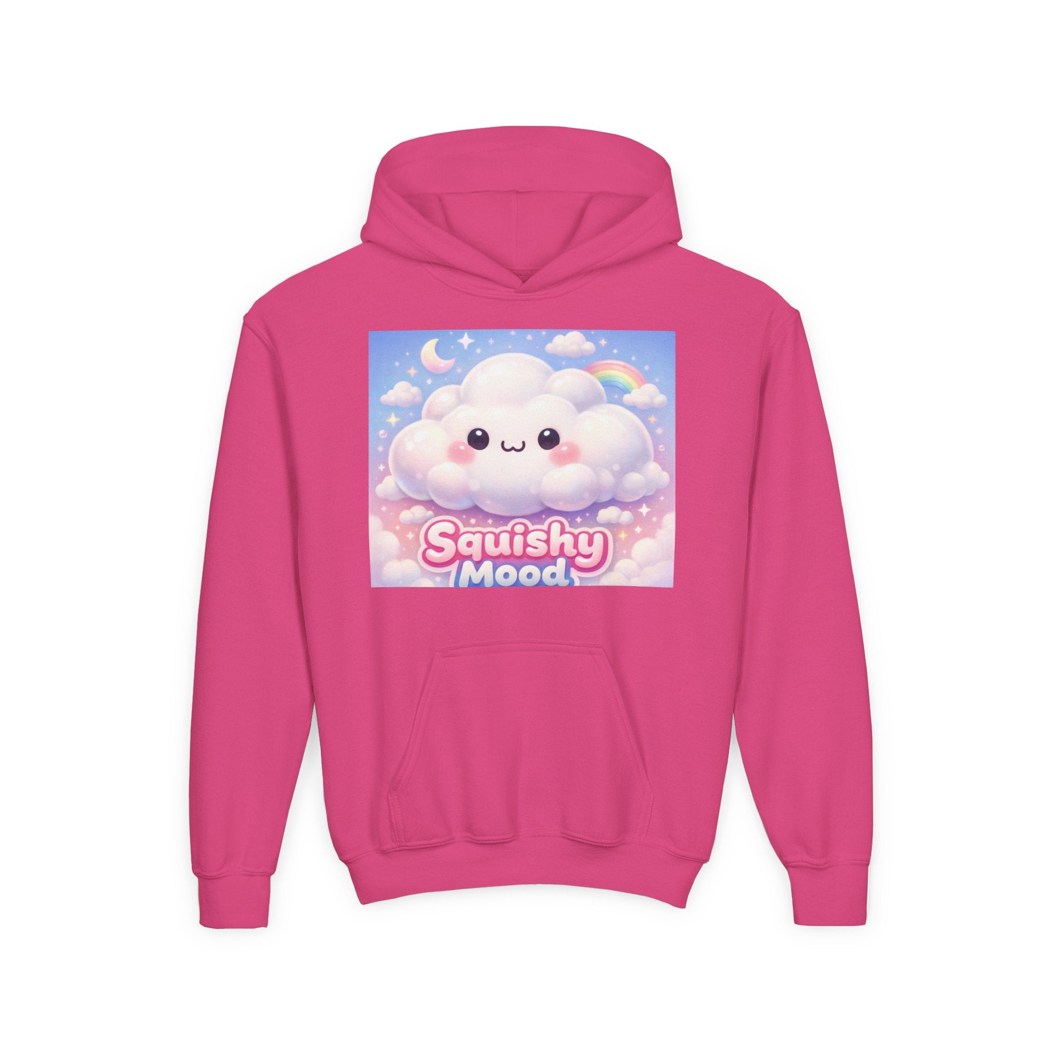 Kawaii 'Squishy Mood' Youth Hoodie – Cute Cloud Rainbow Sweatshirt