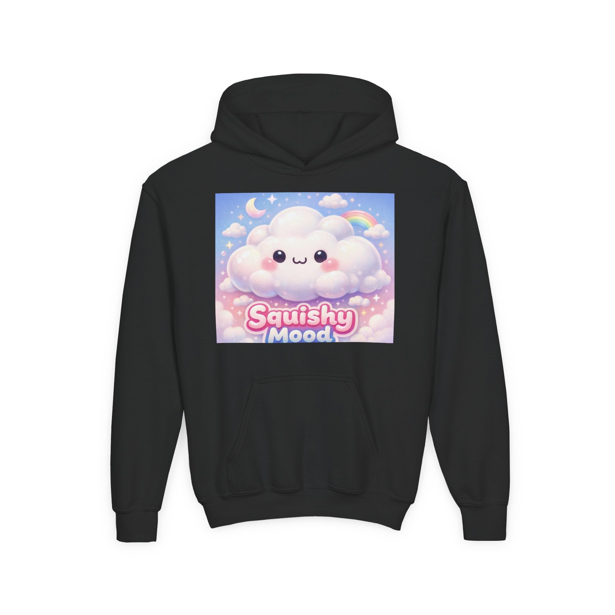 Kawaii 'Squishy Mood' Youth Hoodie – Cute Cloud Rainbow Sweatshirt