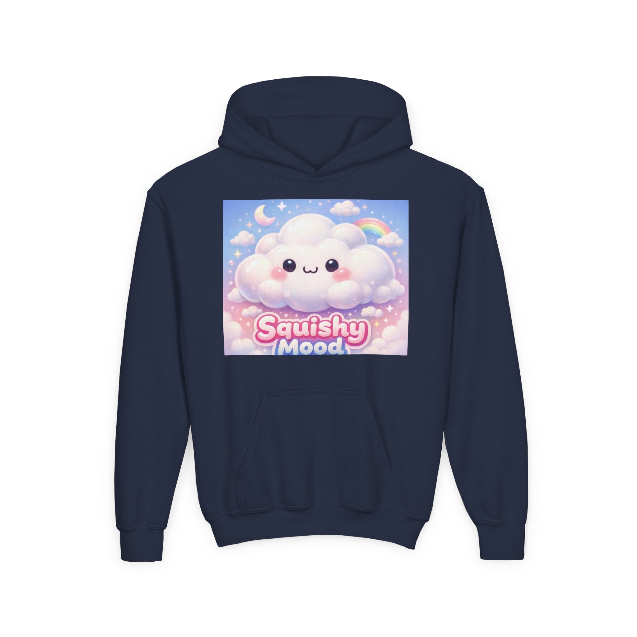 Kawaii 'Squishy Mood' Youth Hoodie – Cute Cloud Rainbow Sweatshirt