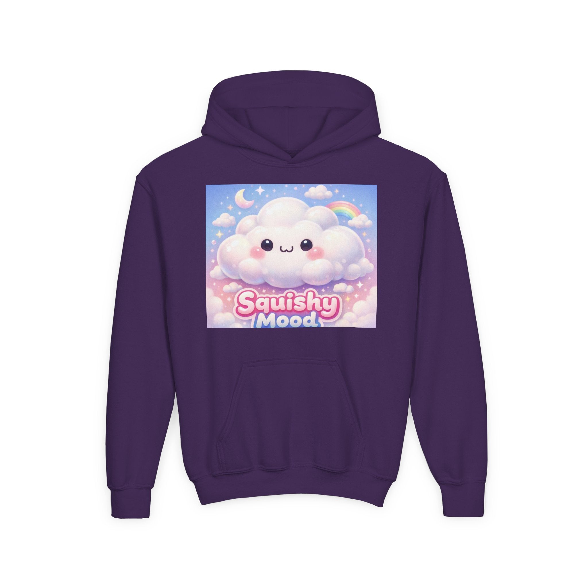 Kawaii 'Squishy Mood' Youth Hoodie – Cute Cloud Rainbow Sweatshirt