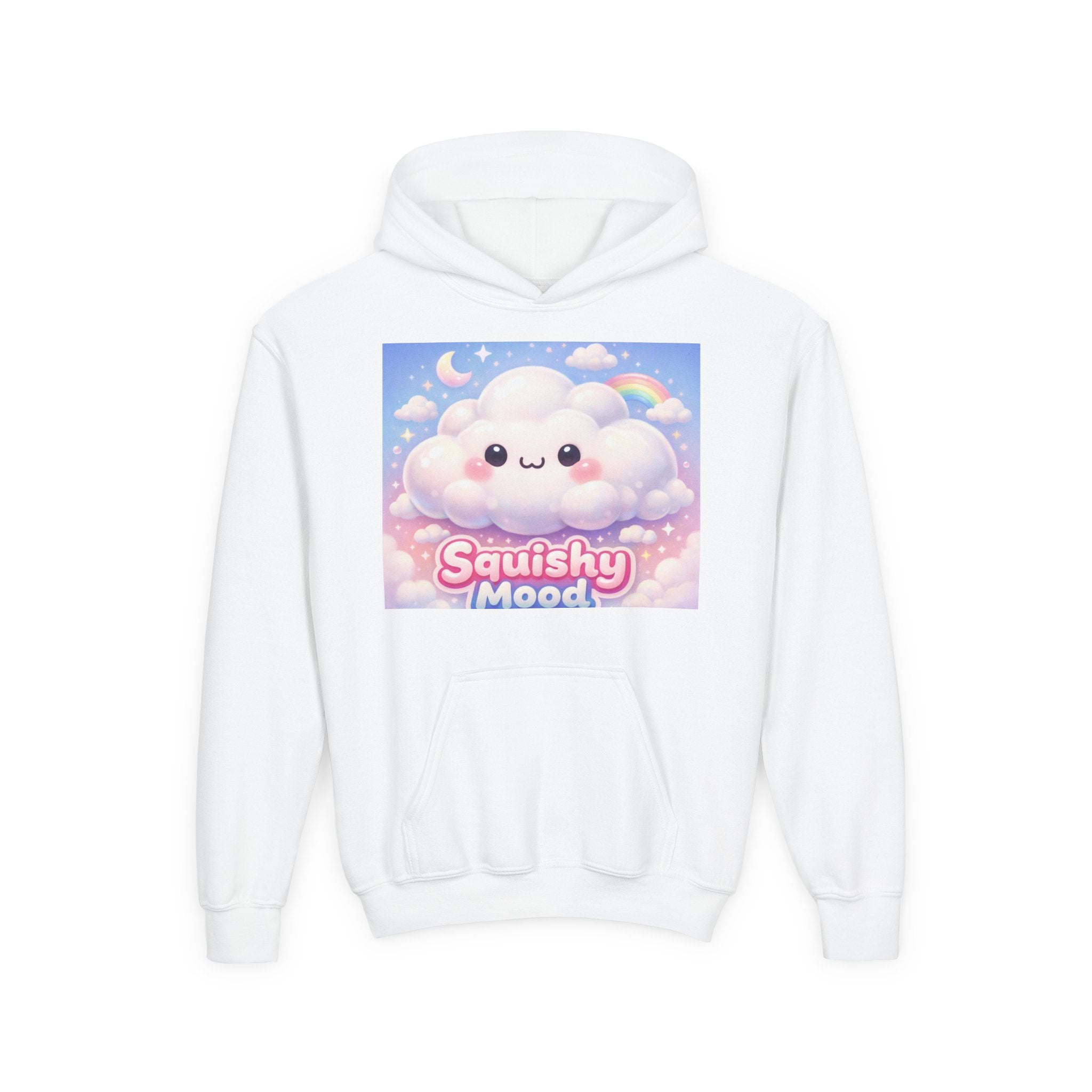 Kawaii 'Squishy Mood' Youth Hoodie – Cute Cloud Rainbow Sweatshirt