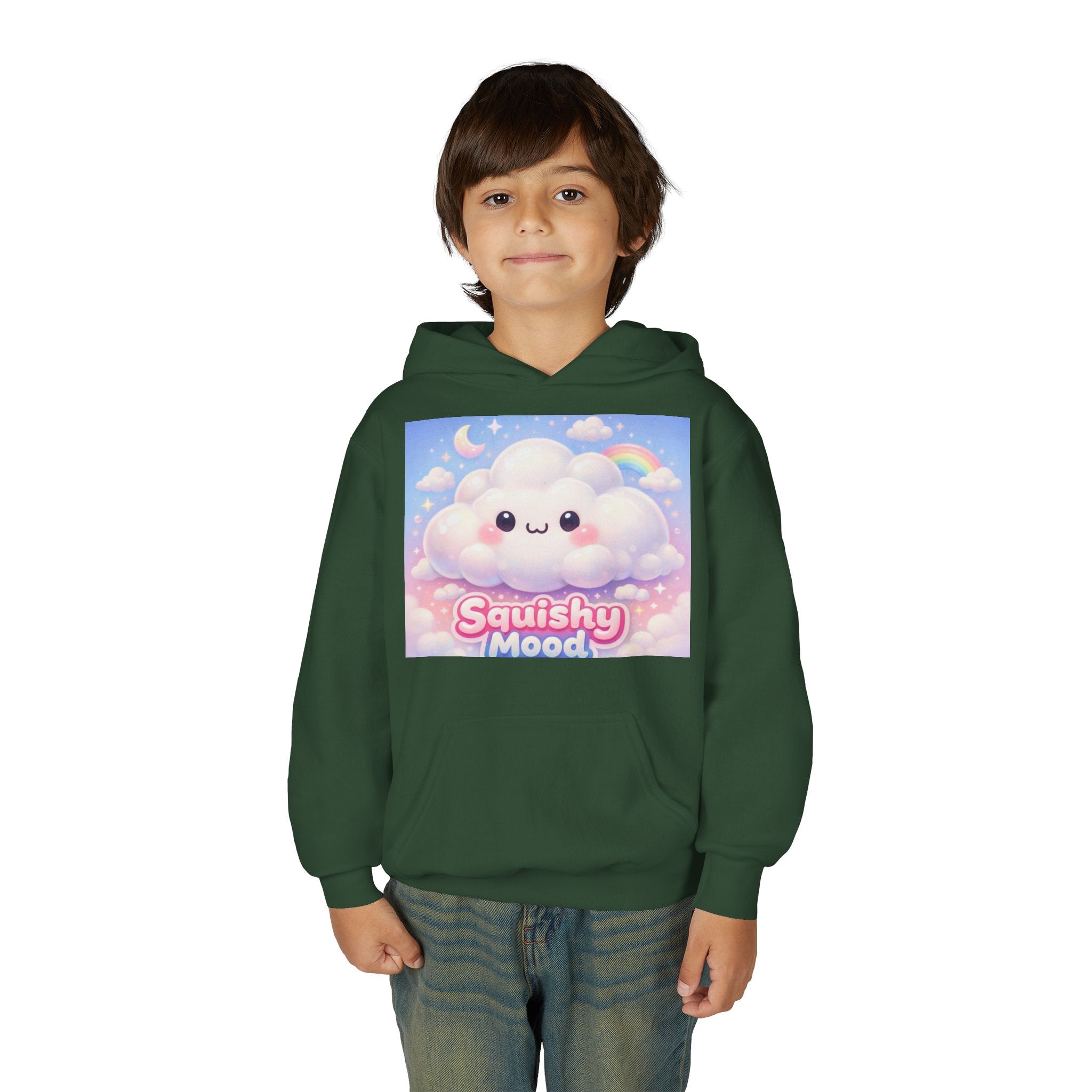 Kawaii 'Squishy Mood' Youth Hoodie – Cute Cloud Rainbow Sweatshirt