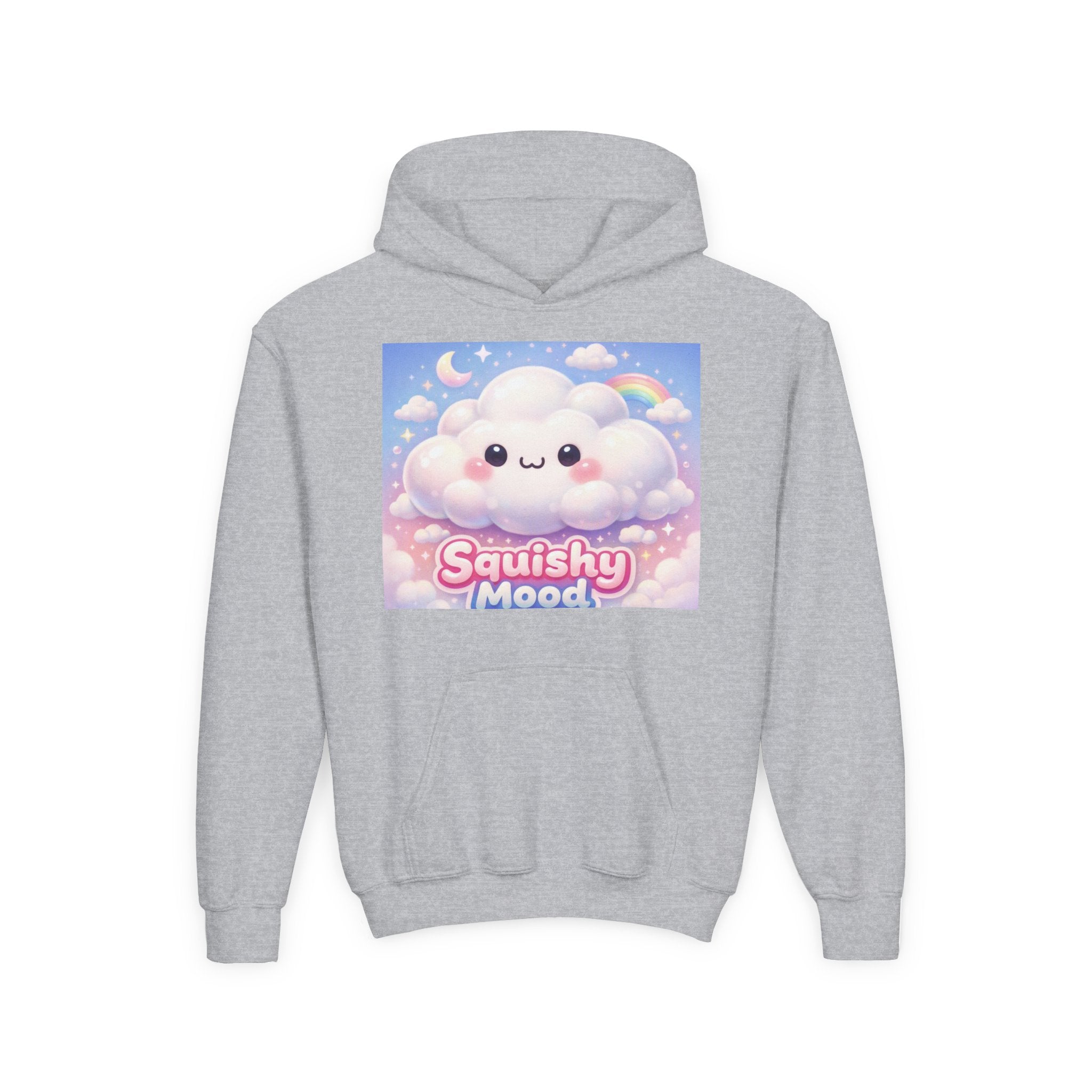 Kawaii 'Squishy Mood' Youth Hoodie – Cute Cloud Rainbow Sweatshirt