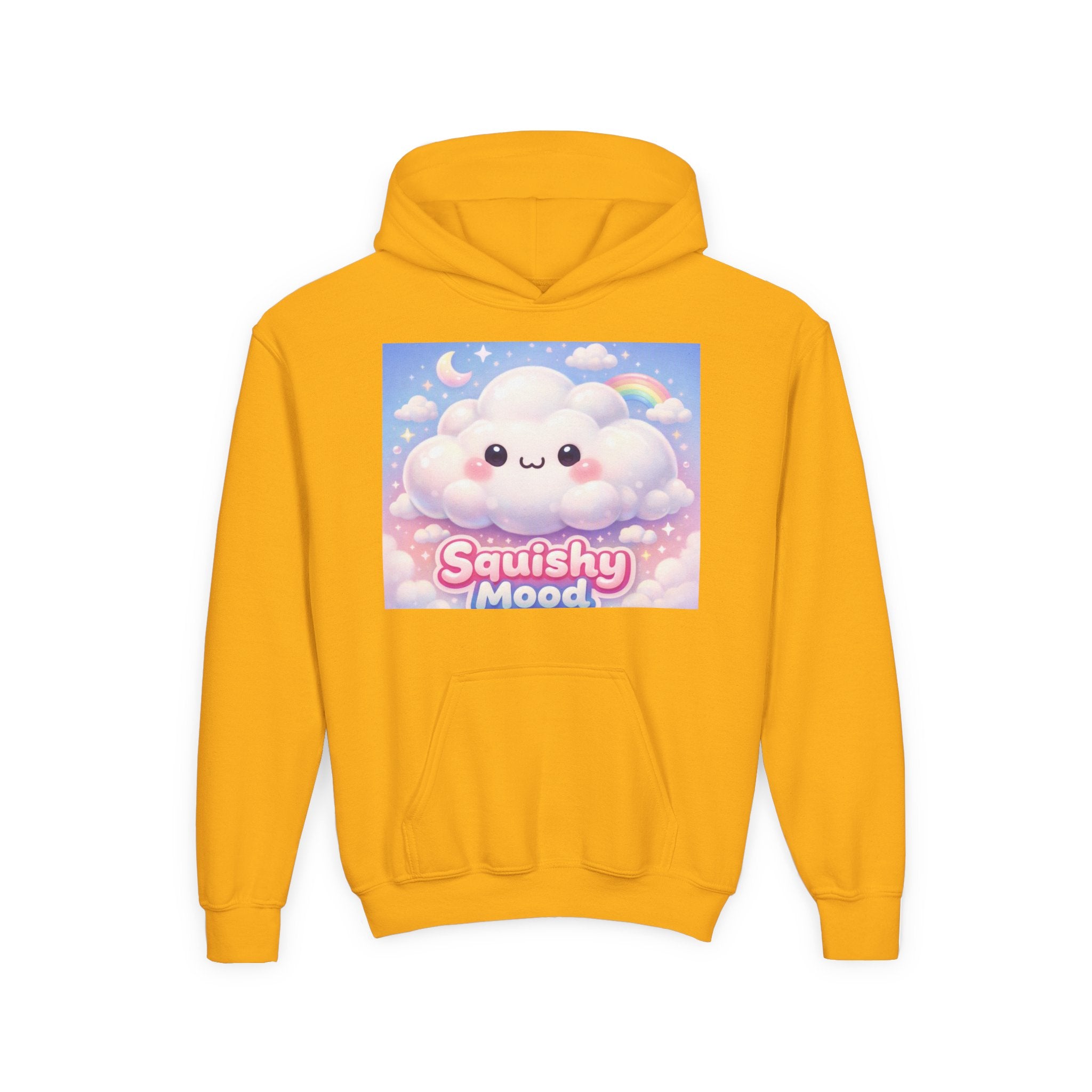 Kawaii 'Squishy Mood' Youth Hoodie – Cute Cloud Rainbow Sweatshirt