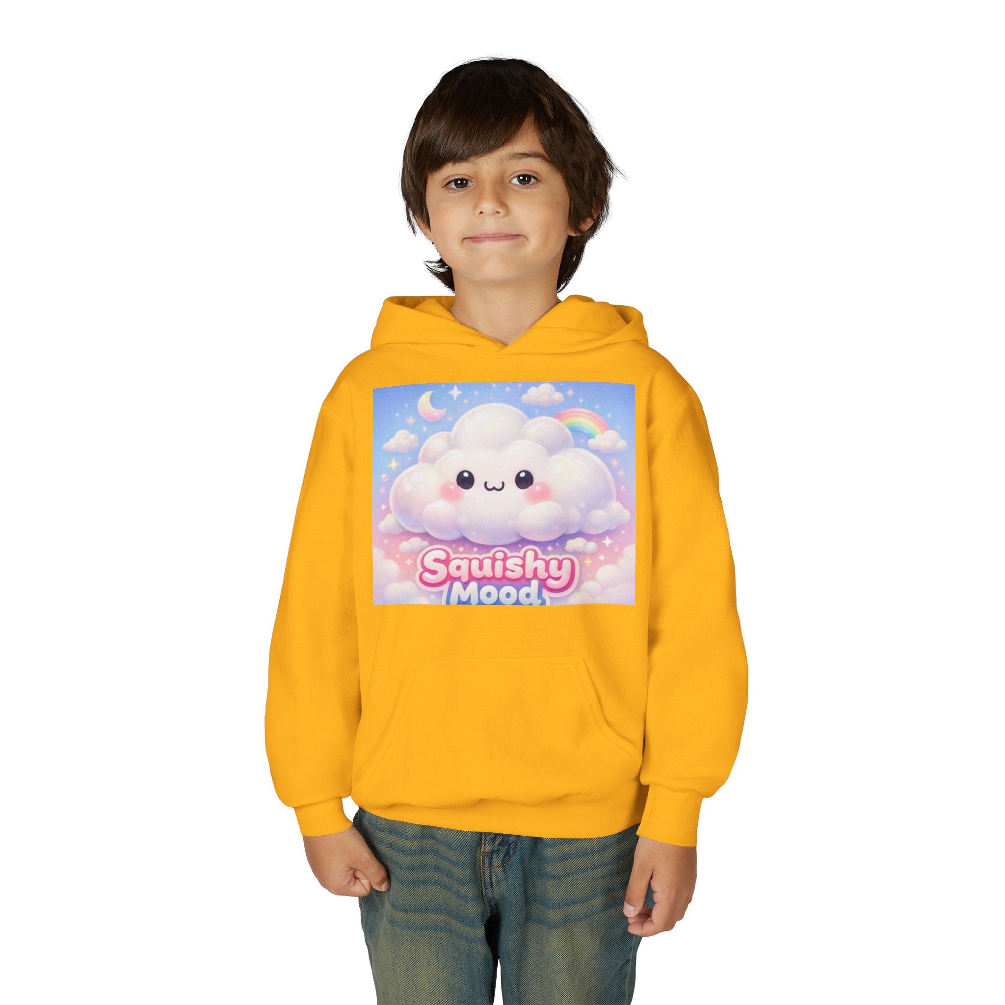 Kawaii 'Squishy Mood' Youth Hoodie – Cute Cloud Rainbow Sweatshirt
