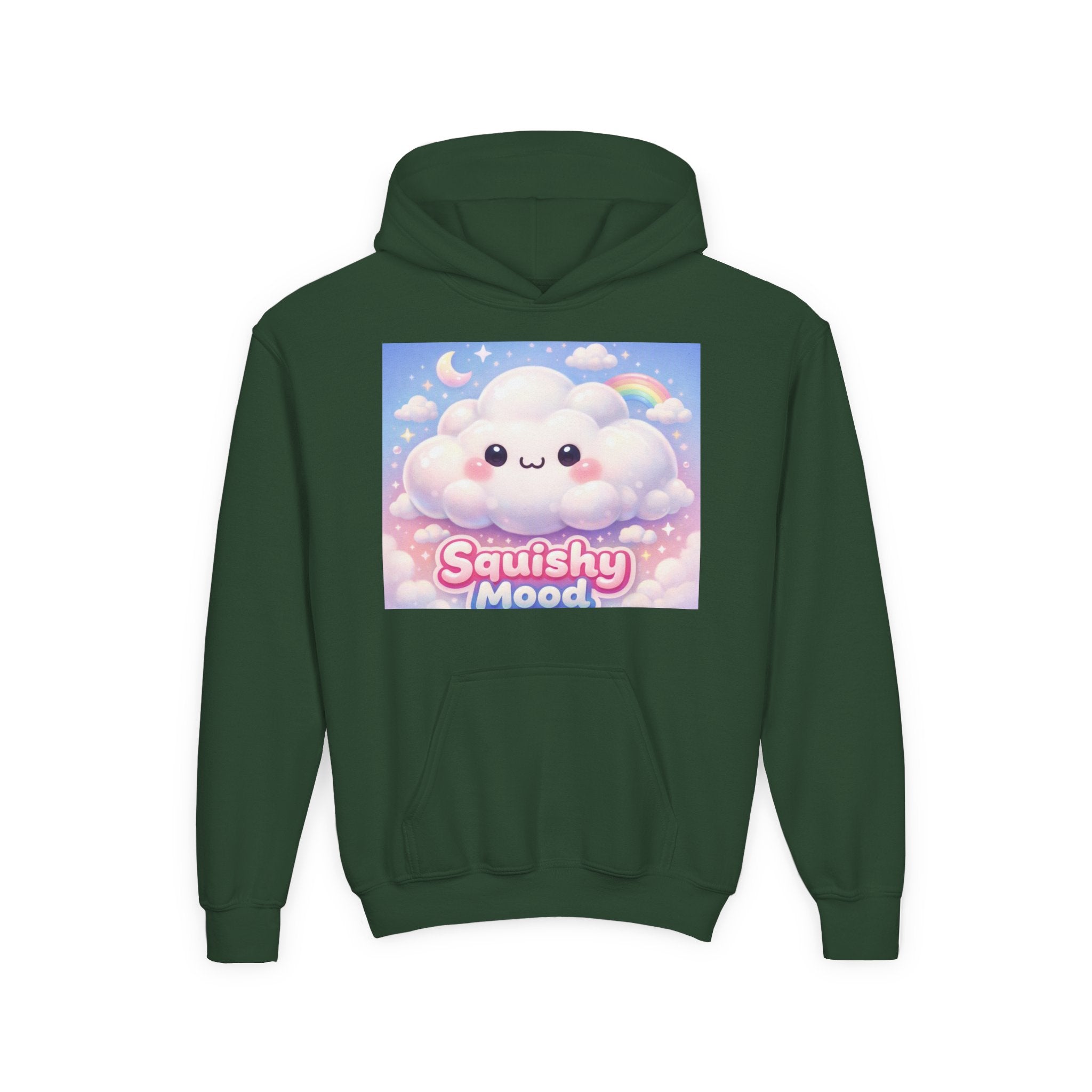 Kawaii 'Squishy Mood' Youth Hoodie – Cute Cloud Rainbow Sweatshirt