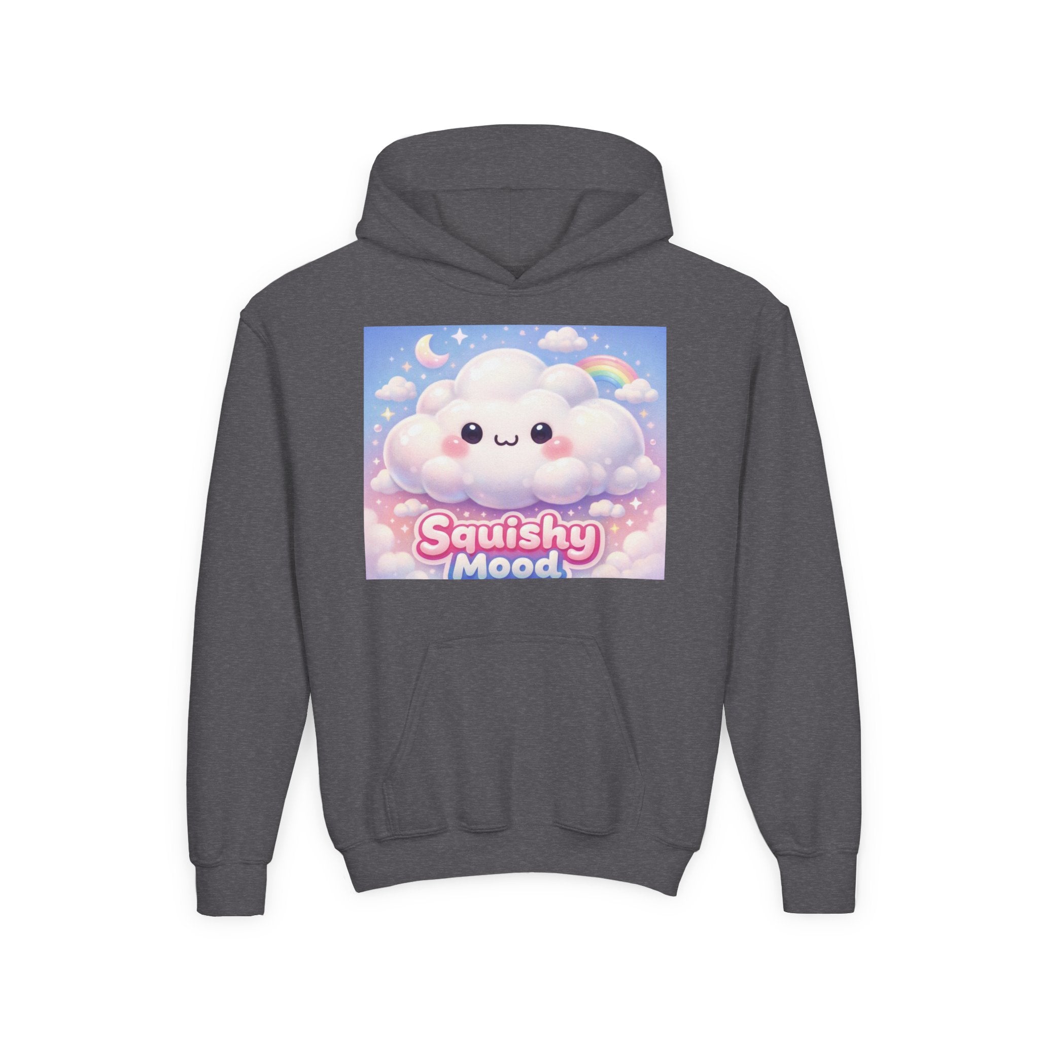 Kawaii 'Squishy Mood' Youth Hoodie – Cute Cloud Rainbow Sweatshirt