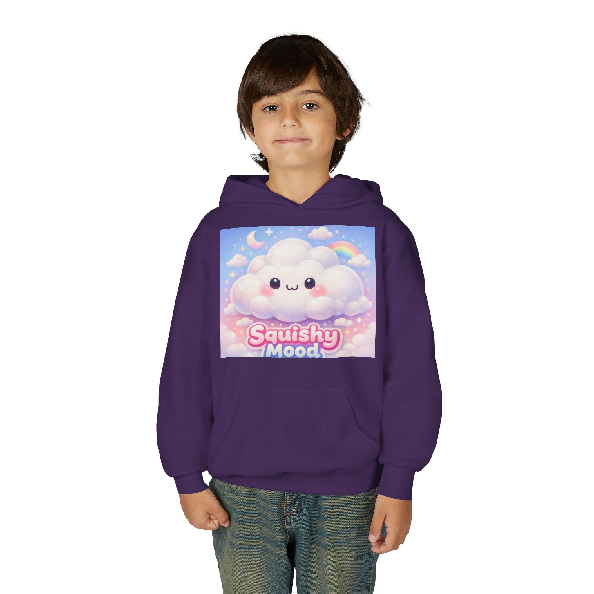 Kawaii 'Squishy Mood' Youth Hoodie – Cute Cloud Rainbow Sweatshirt