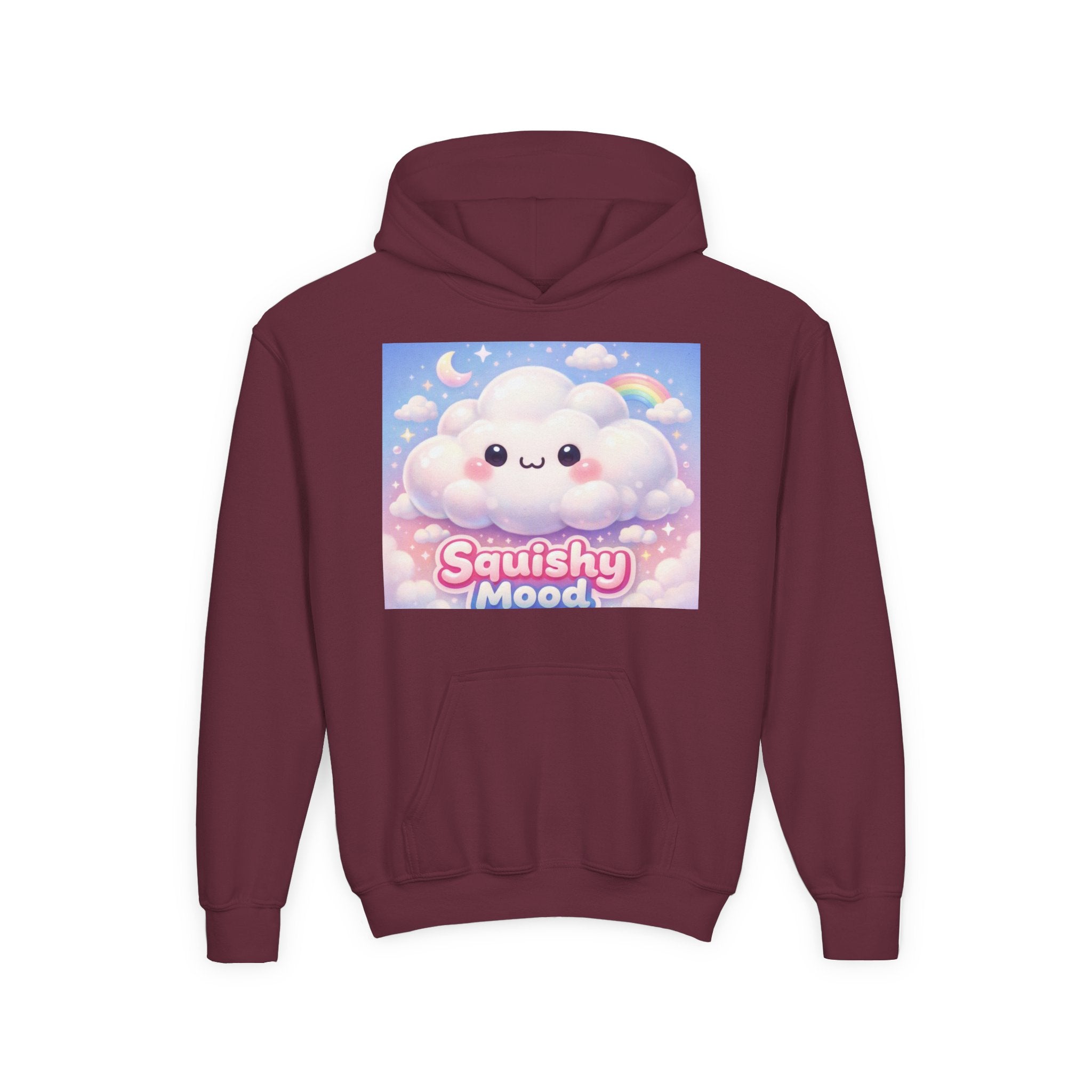 Kawaii 'Squishy Mood' Youth Hoodie – Cute Cloud Rainbow Sweatshirt